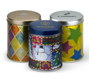 Fill these festive tins with candy, cookies or other tasty goodies.